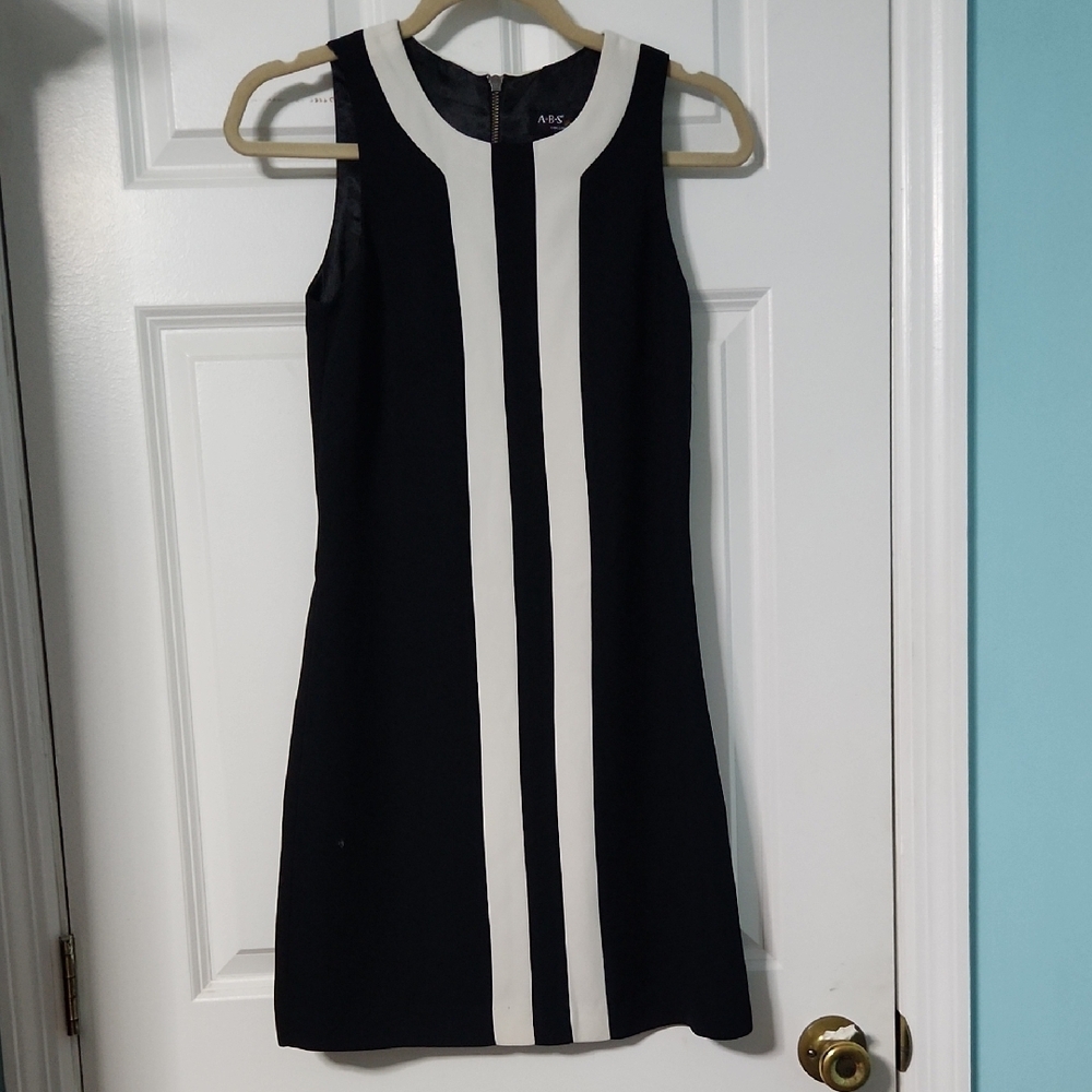 ABS Allen Schwartz Black and White Sheath Mini Dress